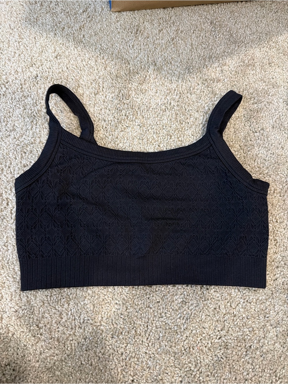 Target Black Textured Knit Crop Sports Bra